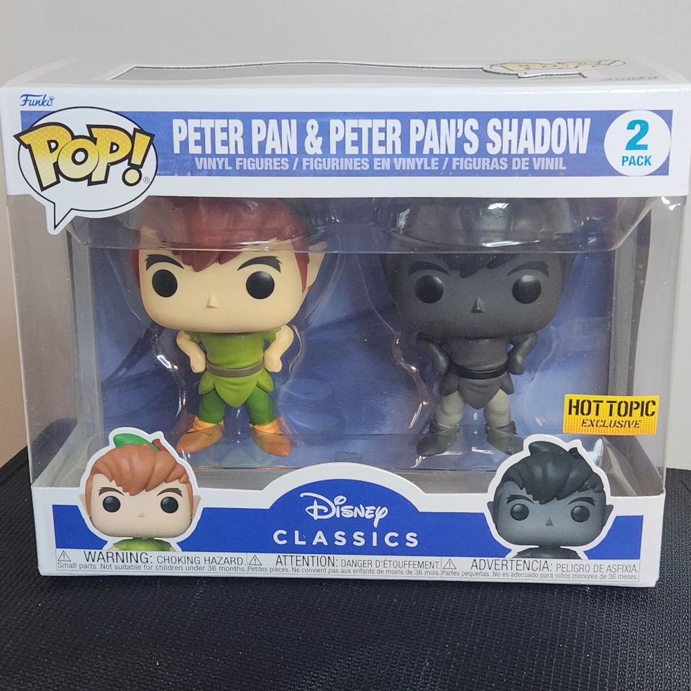 Funko Pop Peter Pan & Shadow 2 Pack Hot Topic Exclusive Disney Classics